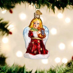 Red Angel with Lyre Ornament with Keepsake Box | Old World Christmas | NWT